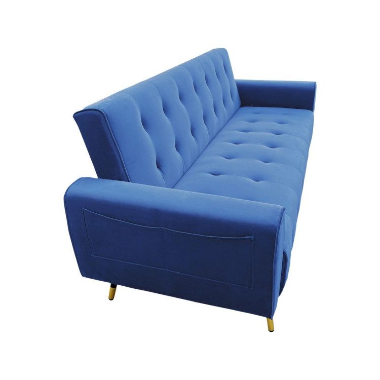 Ava Tufted Velvet Sofa Bed by Sarantino - Blue image 3