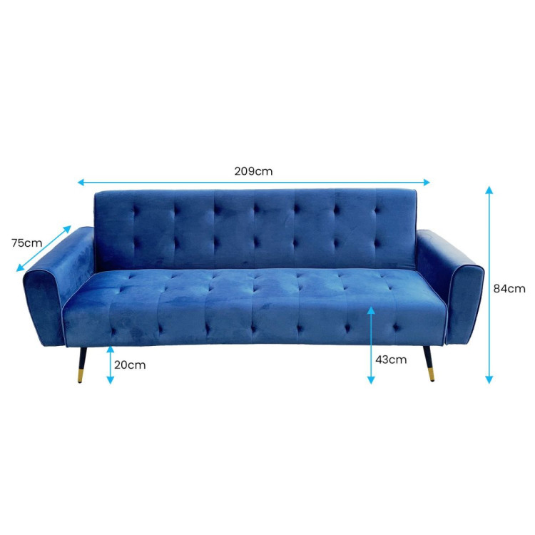 Ava Tufted Velvet Sofa Bed by Sarantino - Blue image 6