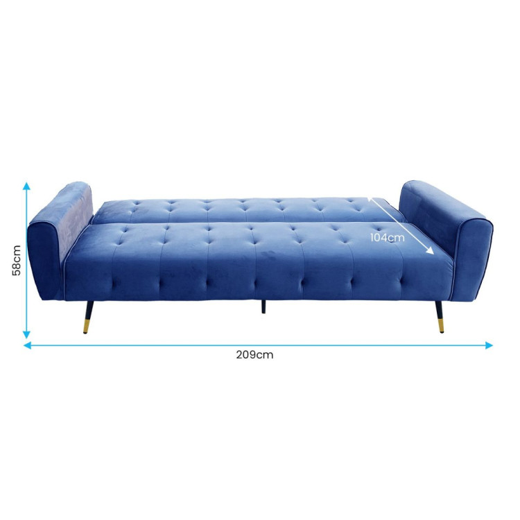 Ava Tufted Velvet Sofa Bed by Sarantino - Blue image 7