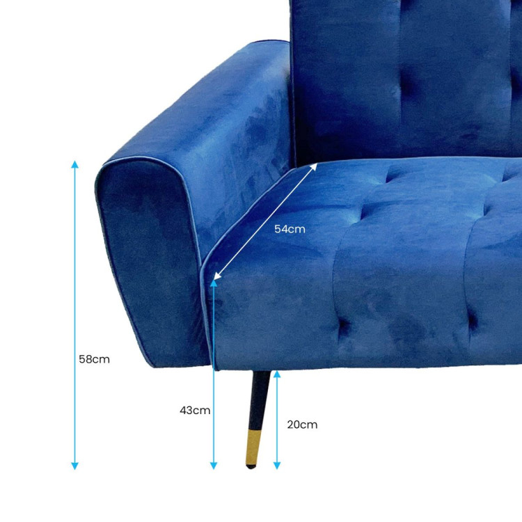 Ava Tufted Velvet Sofa Bed by Sarantino - Blue image 8