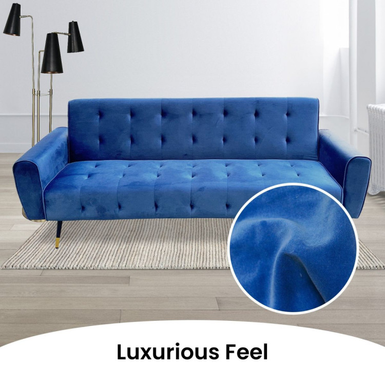 Ava Tufted Velvet Sofa Bed by Sarantino - Blue image 10
