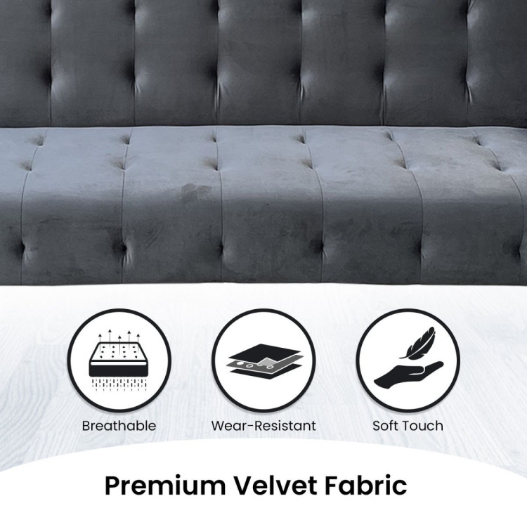 Ava Tufted Velvet Sofa Bed by Sarantino - Dark Grey image 12