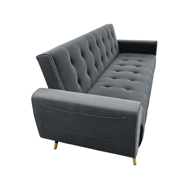 Ava Tufted Velvet Sofa Bed by Sarantino - Dark Grey image 3