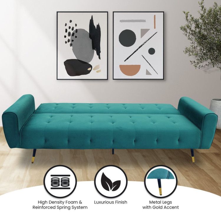 Ava Tufted Velvet Sofa Bed by Sarantino - Green image 13