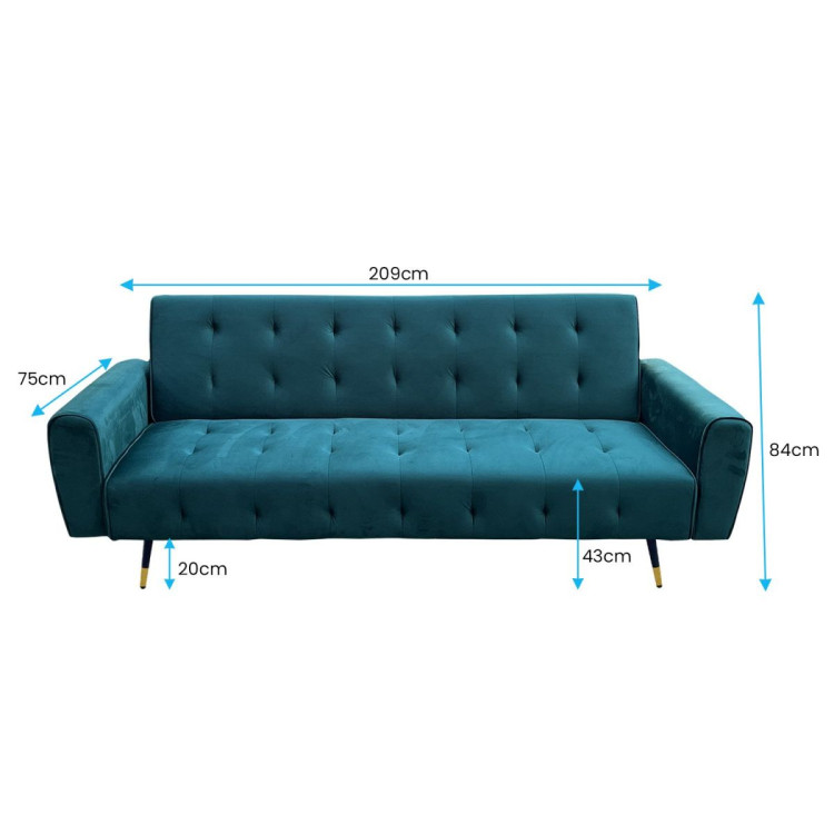 Ava Tufted Velvet Sofa Bed by Sarantino - Green image 6