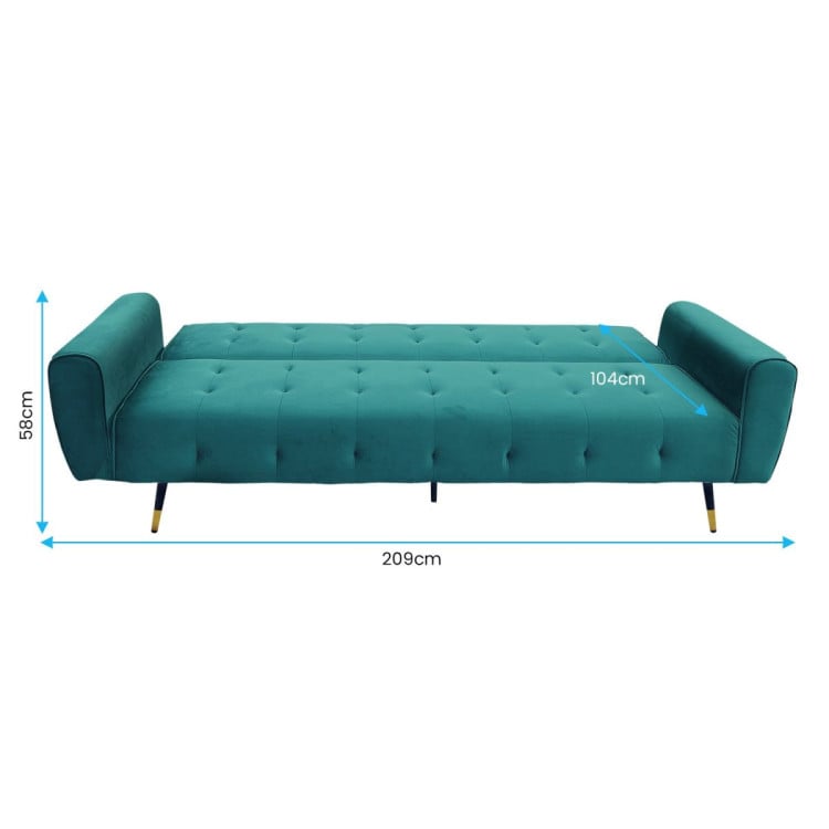 Ava Tufted Velvet Sofa Bed by Sarantino - Green image 7
