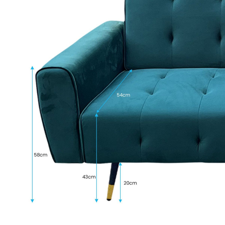 Ava Tufted Velvet Sofa Bed by Sarantino - Green image 8