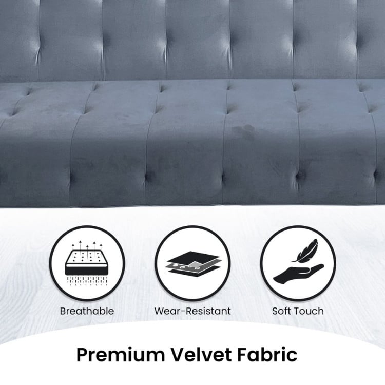 Ava Tufted Velvet Sofa Bed by Sarantino - Light Grey image 12