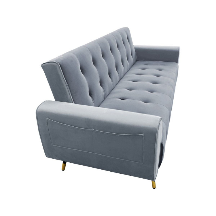 Ava Tufted Velvet Sofa Bed by Sarantino - Light Grey image 3