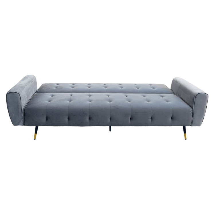 Ava Tufted Velvet Sofa Bed by Sarantino - Light Grey image 4