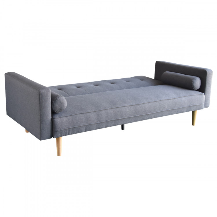 Madison 3 Seater Linen Sofa Bed Couch with Pillows - Dark Grey image 7