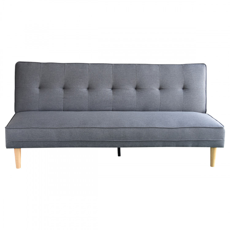 Madison 3 Seater Linen Sofa Bed Couch with Pillows - Dark Grey image 2