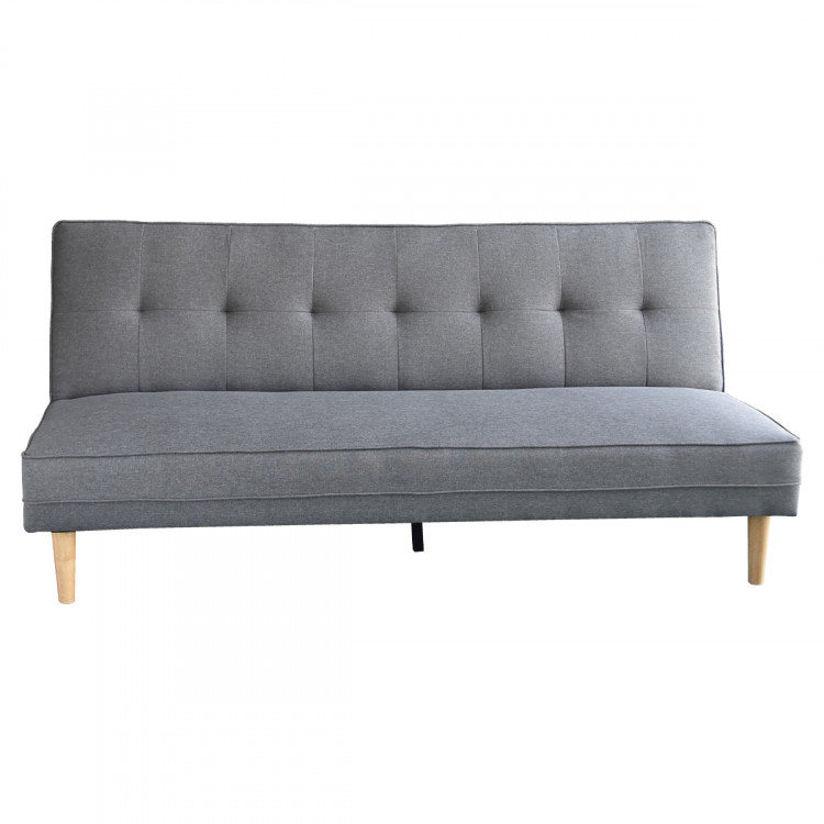 Madison 3 Seater Linen Sofa Bed Couch with Pillows - Light Grey image 7