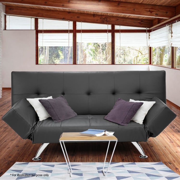 Brooklyn 3 Seater PU Leather Sofa Bed Lounge - Grey