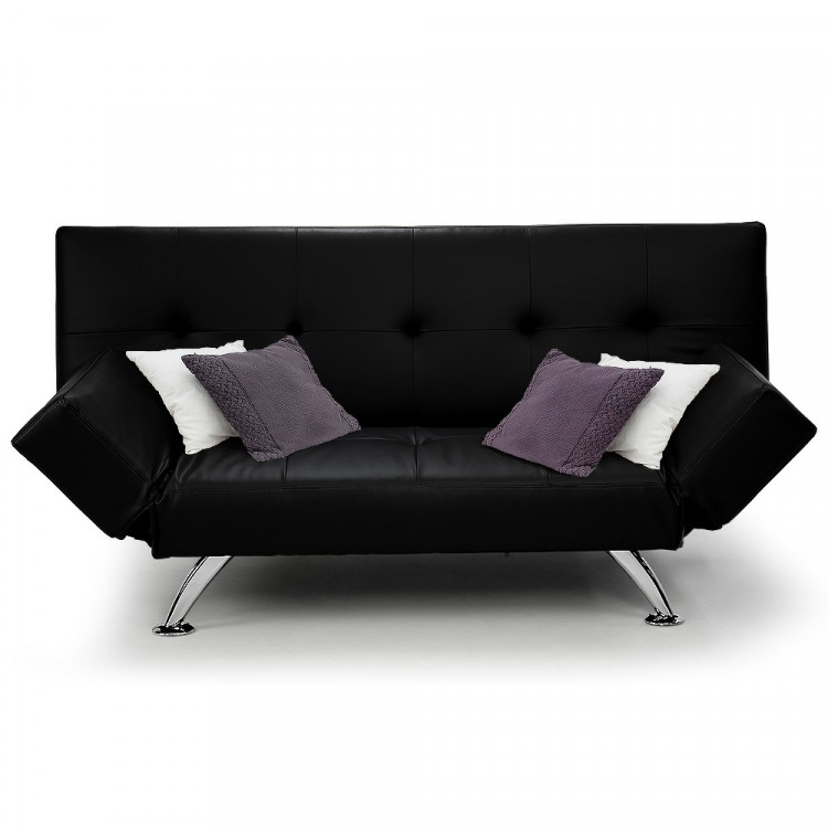 Brooklyn 3 Seater PU Leather Sofa Bed Lounge - Black image 3