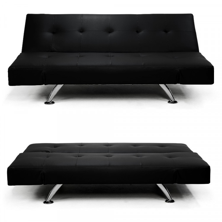 Brooklyn 3 Seater PU Leather Sofa Bed Lounge - Black image 5
