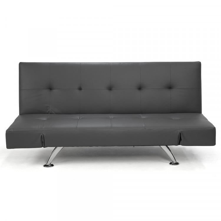 Brooklyn 3 Seater PU Leather Sofa Bed Lounge - Grey image 5