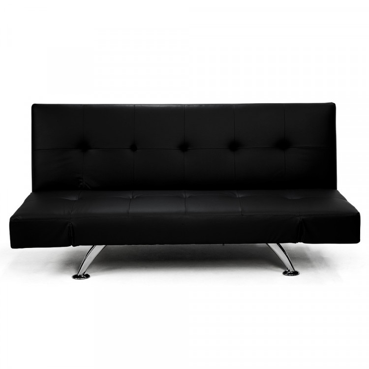Brooklyn 3 Seater PU Leather Sofa Bed Lounge - Black image 6