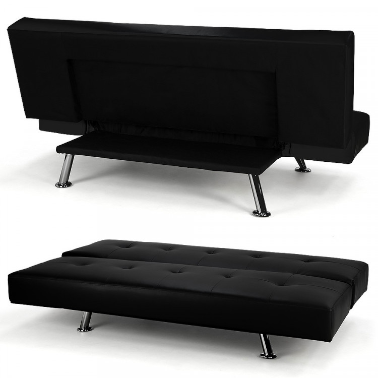 Brooklyn 3 Seater PU Leather Sofa Bed Lounge - Black image 7
