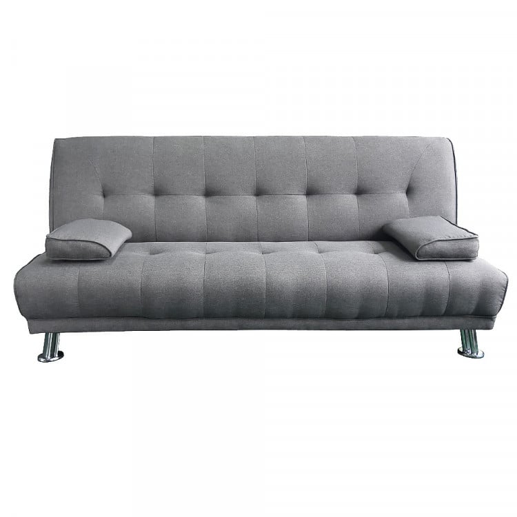 Manhattan 3 Seater Linen Sofa Bed Couch Lounge Futon - Light Grey image 4