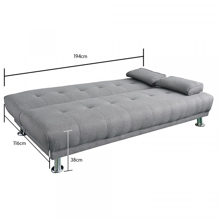 Manhattan 3 Seater Linen Sofa Bed Couch Lounge Futon - Light Grey image 5