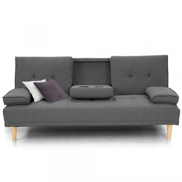 Rochester Linen Fabric Sofa Bed Lounge Couch Futon - Dark Grey image 3