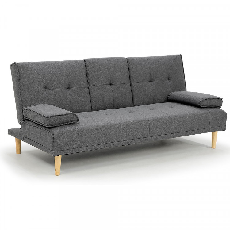 Rochester Linen Fabric Sofa Bed Lounge Couch Futon - Dark Grey image 4
