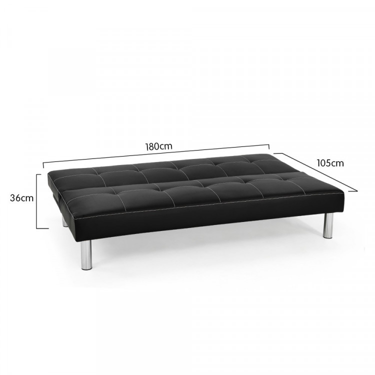 Chelsea 3 Seater Faux Leather Sofa Bed Couch - Black image 6