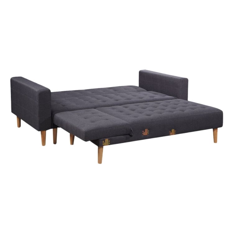 Linen Fabric Corner Sofa Bed Couch Lounge with Chaise - Dark Grey image 3