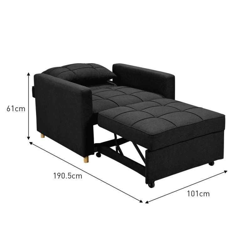 Suri 3-in-1 Convertible Lounge Chair Bed by Sarantino - Black image 6