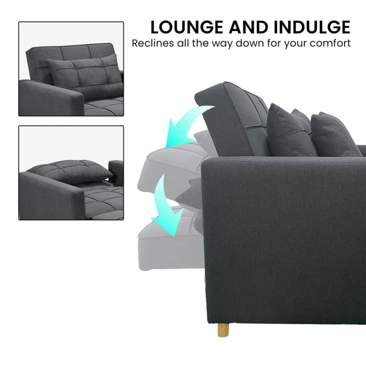 Suri 3-in-1 Convertible Lounge Chair Bed by Sarantino - Dark Grey image 11