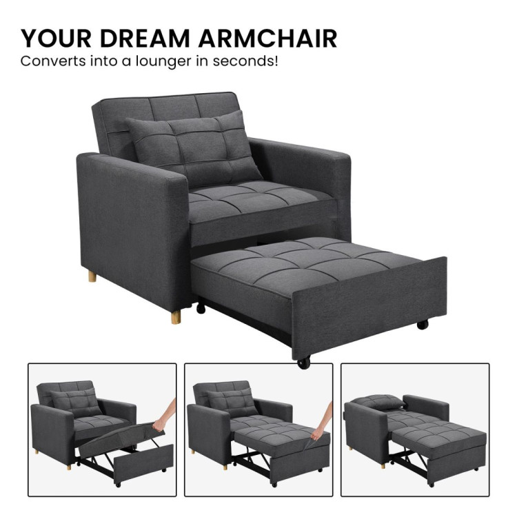 Suri 3-in-1 Convertible Lounge Chair Bed by Sarantino - Dark Grey image 12