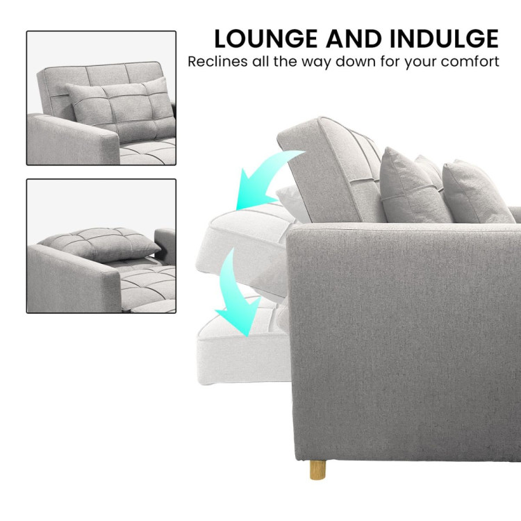 Suri 3-in-1 Convertible Sofa Chair Bed Lounger by Sarantino Light Grey image 11