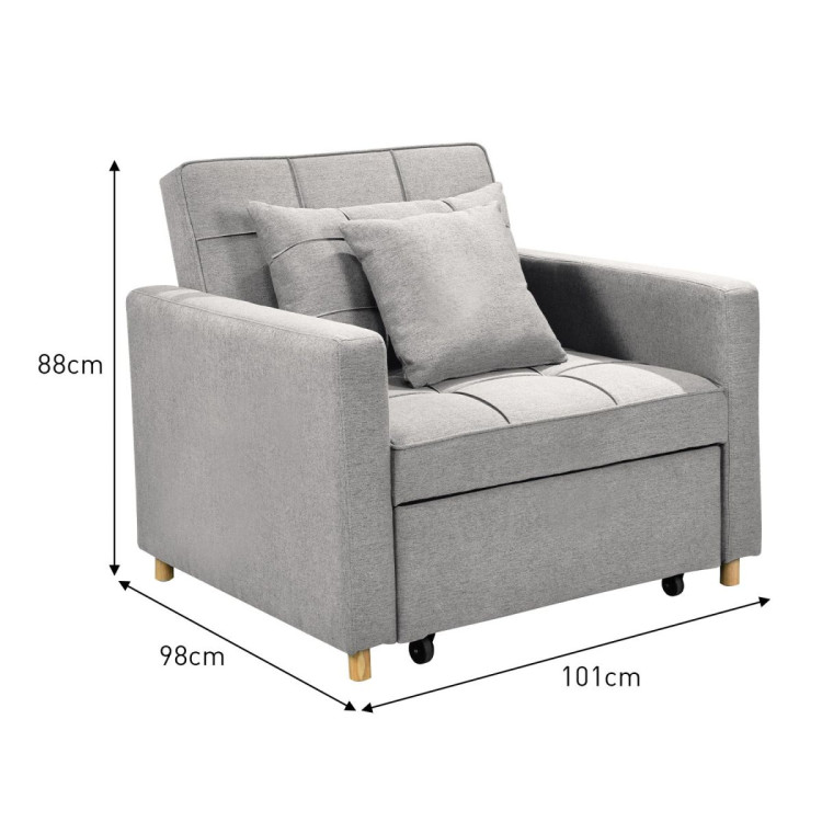 Suri 3-in-1 Convertible Sofa Chair Bed Lounger by Sarantino Light Grey image 4