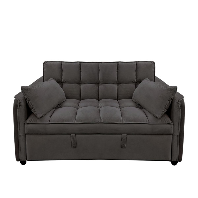 Sarantino Quincy Tufted 2-Seater Velvet Sofa Bed - Dark Grey image 4