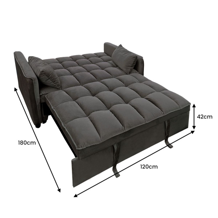 Sarantino Quincy Tufted 2-Seater Velvet Sofa Bed - Dark Grey image 6