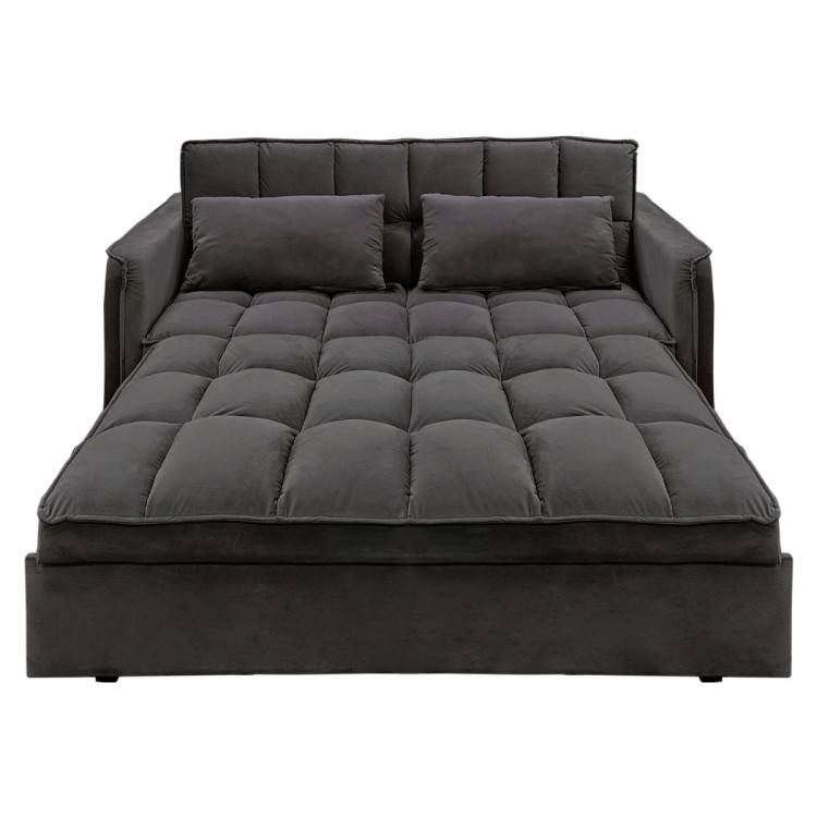 Sarantino Quincy Tufted 2-Seater Velvet Sofa Bed - Dark Grey image 7