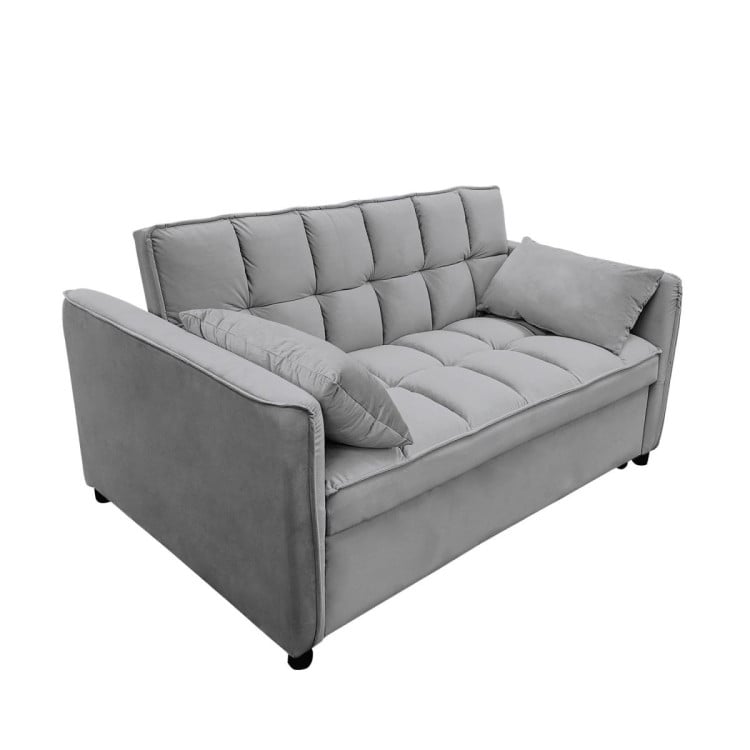Sarantino Quincy Tufted 2-Seater Velvet Sofa Bed - Dark Grey