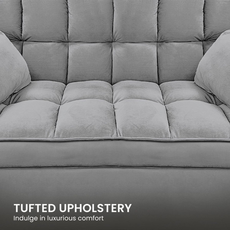 Sarantino Quincy Tufted 2-Seater Velvet Sofa Bed - Dark Grey image 11