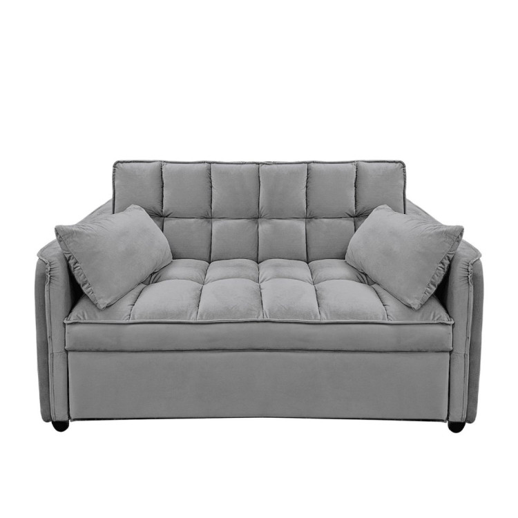 Sarantino Quincy Tufted 2-Seater Velvet Sofa Bed - Dark Grey image 3