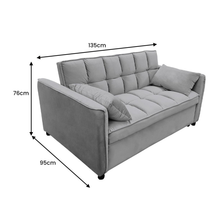 Sarantino Quincy Tufted 2-Seater Velvet Sofa Bed - Dark Grey image 4
