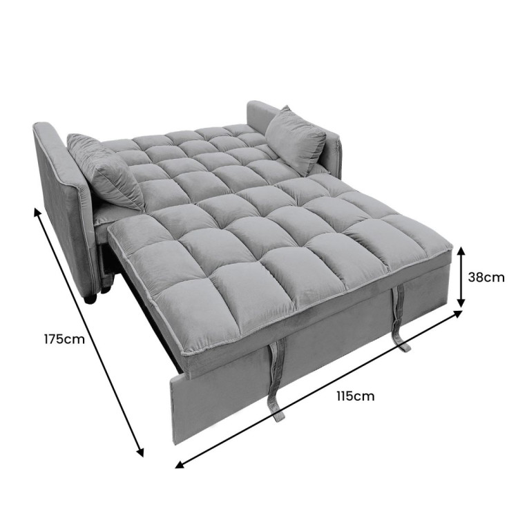 Sarantino Quincy Tufted 2-Seater Velvet Sofa Bed - Dark Grey image 5