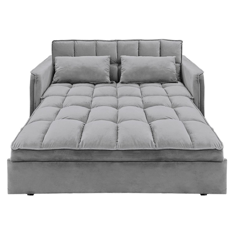 Sarantino Quincy Tufted 2-Seater Velvet Sofa Bed - Dark Grey image 6