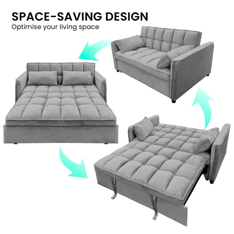 Sarantino Quincy Tufted 2-Seater Velvet Sofa Bed - Dark Grey image 8
