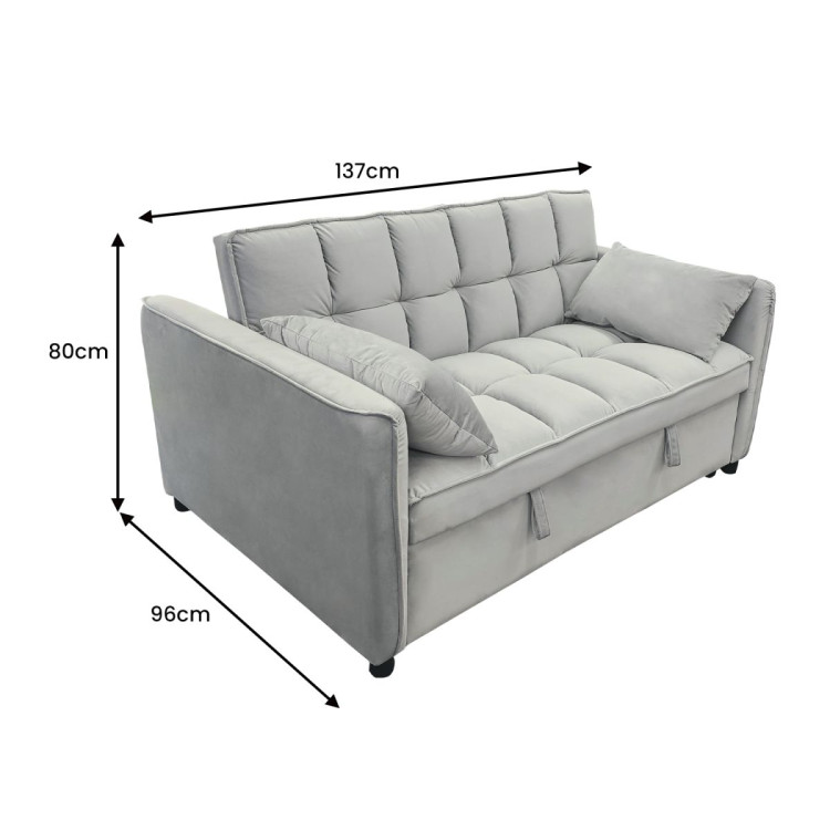 Sarantino Tufted 2-Seater Velvet Sofa Bed - Light Grey image 5