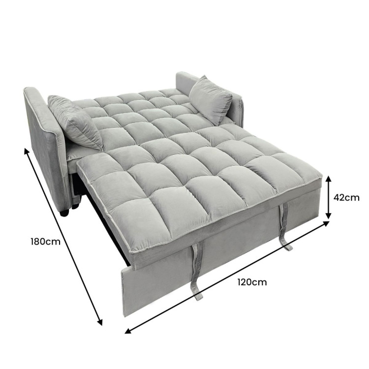 Sarantino Tufted 2-Seater Velvet Sofa Bed - Light Grey image 6