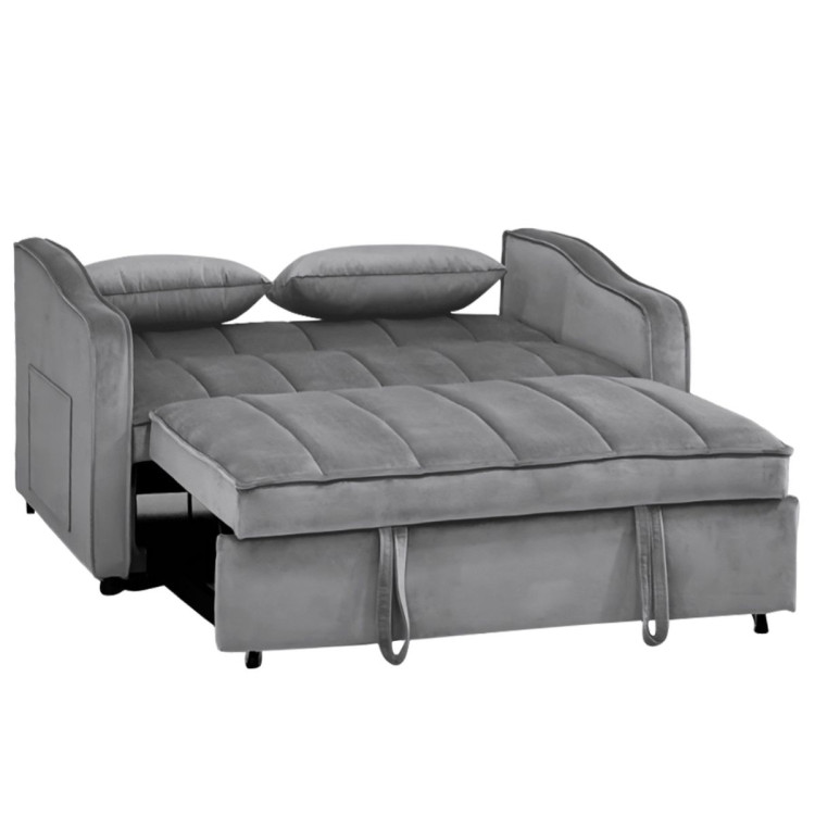 Sarantino Fenton Velvet 2-Seater Sofa Bed - Dark Grey image 4