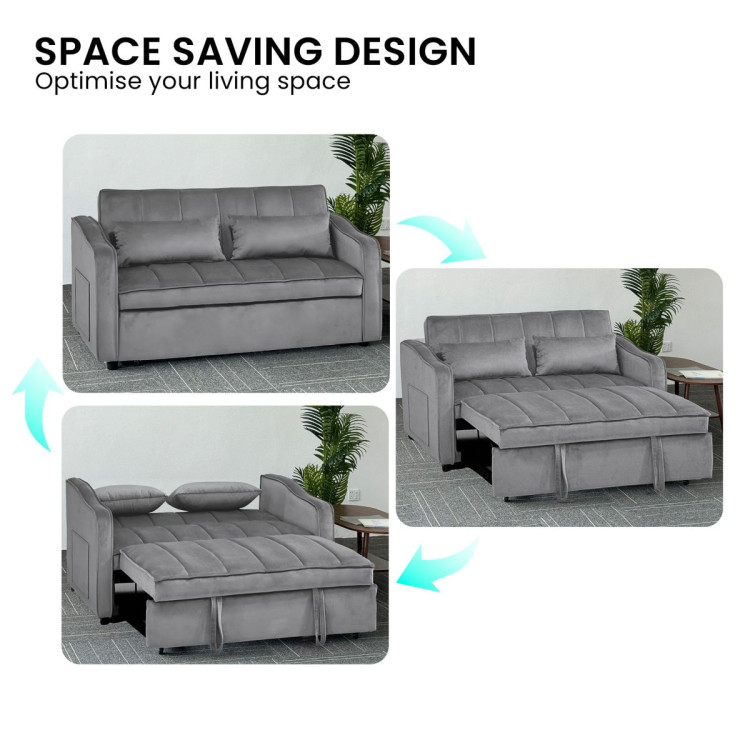 Sarantino Fenton Velvet 2-Seater Sofa Bed - Dark Grey image 6