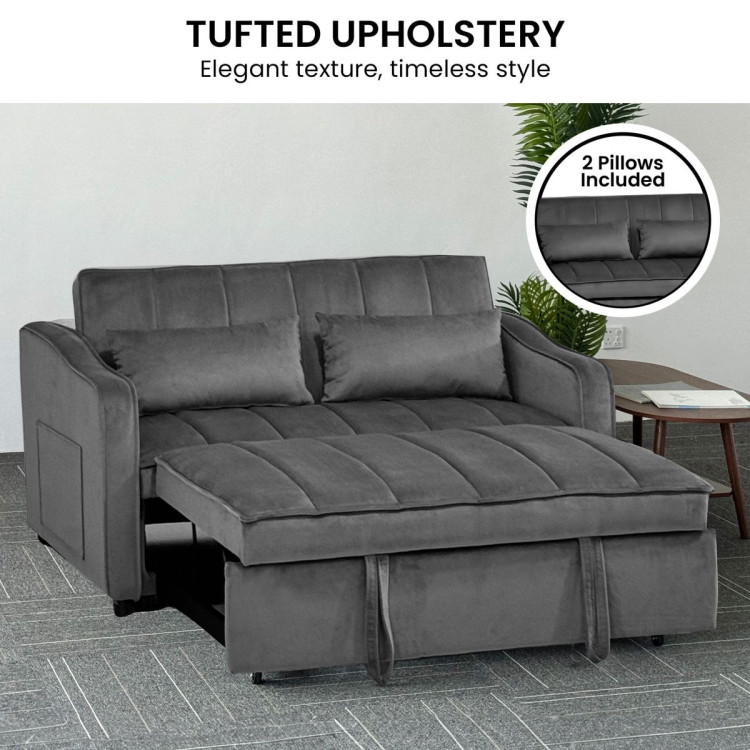 Sarantino Fenton Velvet 2-Seater Sofa Bed - Dark Grey image 7