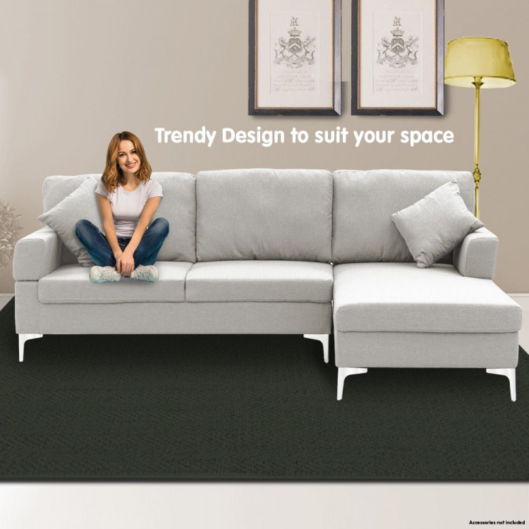 Linen Corner Sofa Couch Lounge L-shape w/ Left Chaise Seat Light Grey image 5